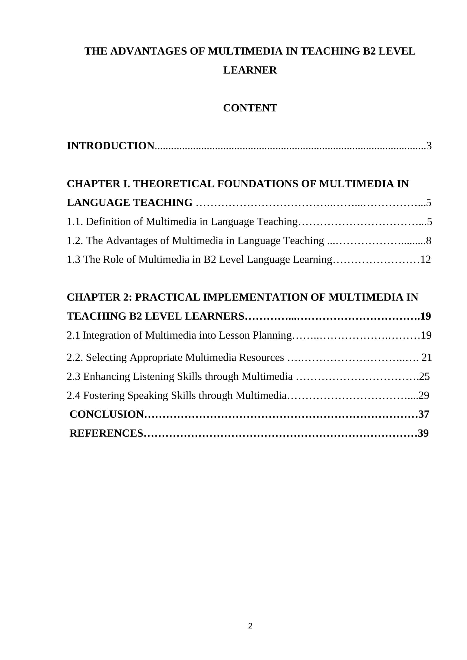 THE ADVANTAGES OF MULTIMEDIA IN TEACHING B2 LEVEL LEARNER