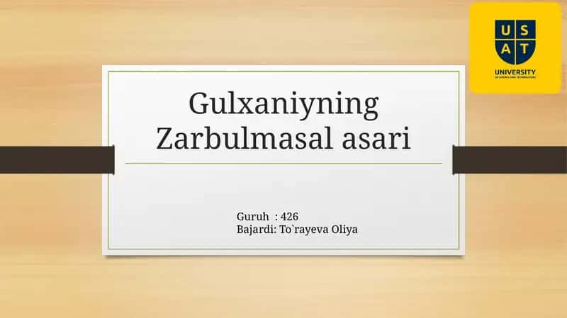 Gulxaniyning Zarbulmasal asari