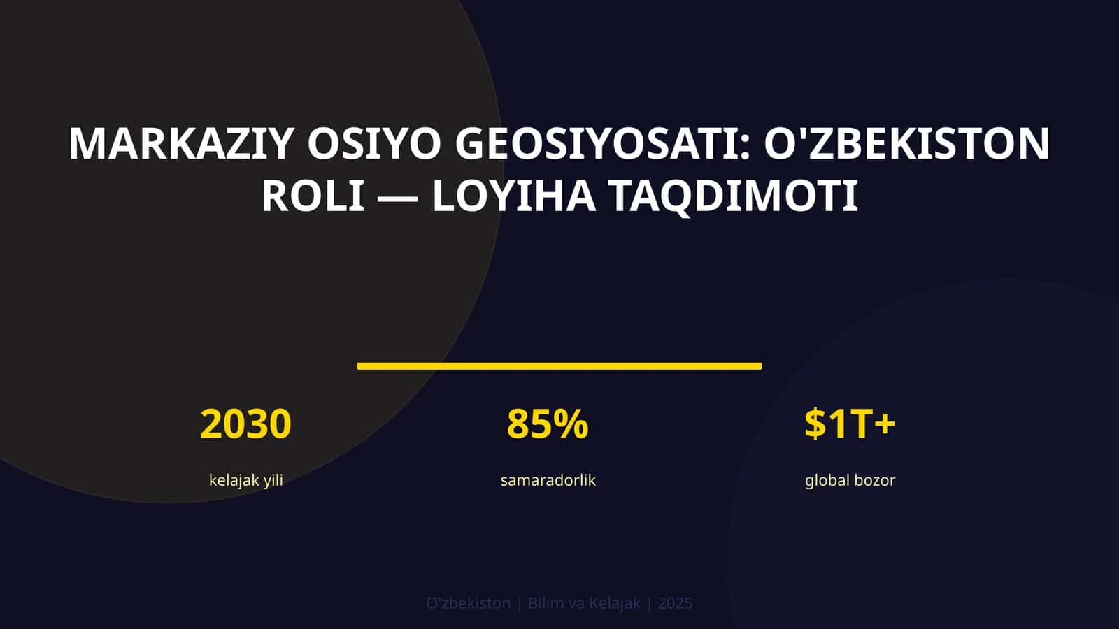 MARKAZIY OSIYO GEOSIYOSATI: O'ZBEKISTON ROLI — LOYIHA TAQDIMOTI