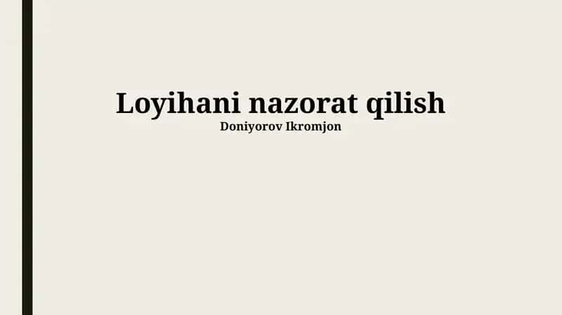 Loyihani nazorat qilish