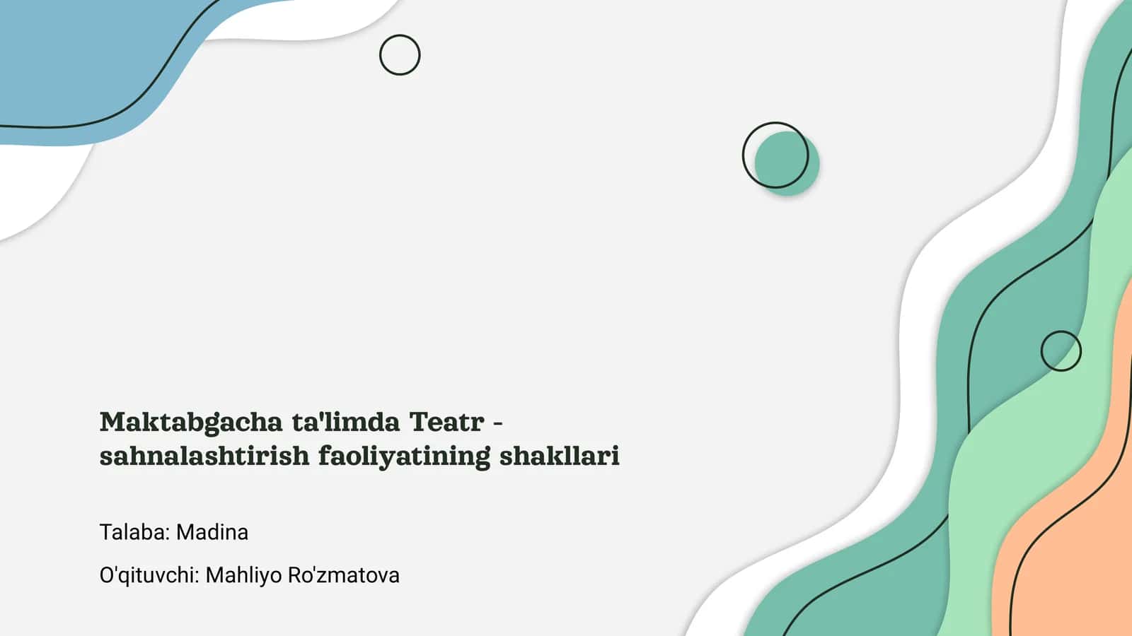 Maktabgacha ta'limda Teatr - sahnalashtirish faoliyatining shakllari
