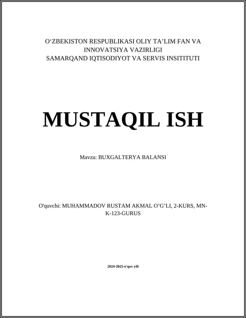 BUXGALTERYA BALANSI