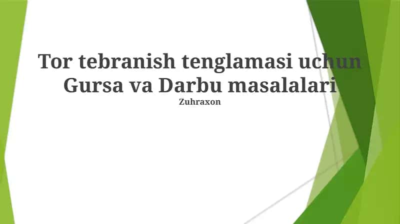 Tor tebranish tenglamasi uchun Gursa va Darbu masalalari