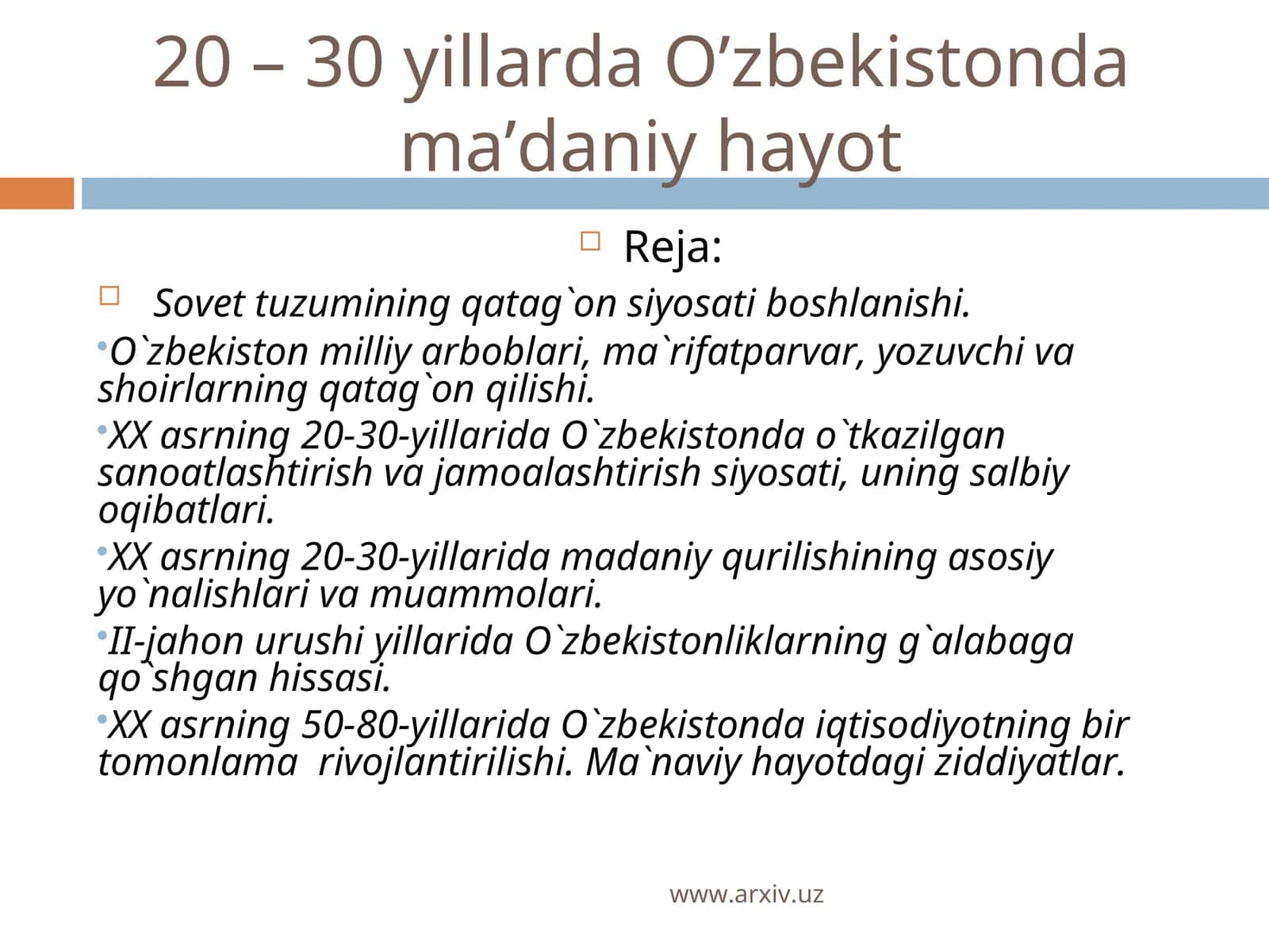 O’zbekistonda ma’daniy hayot
