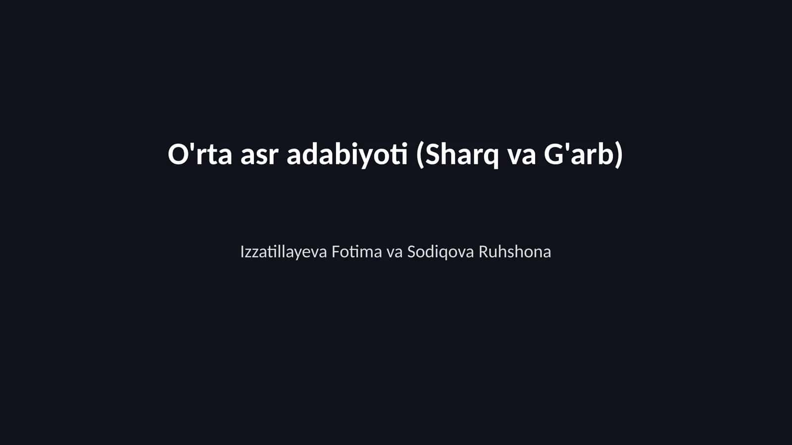 O'rta asr adabiyoti (Sharq va G'arb)