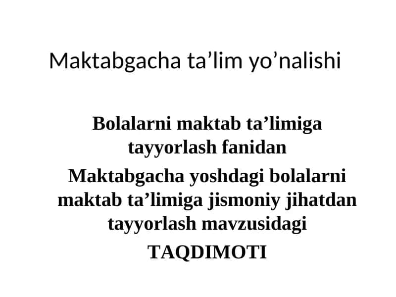 Maktabgacha ta’lim yo’nalishi