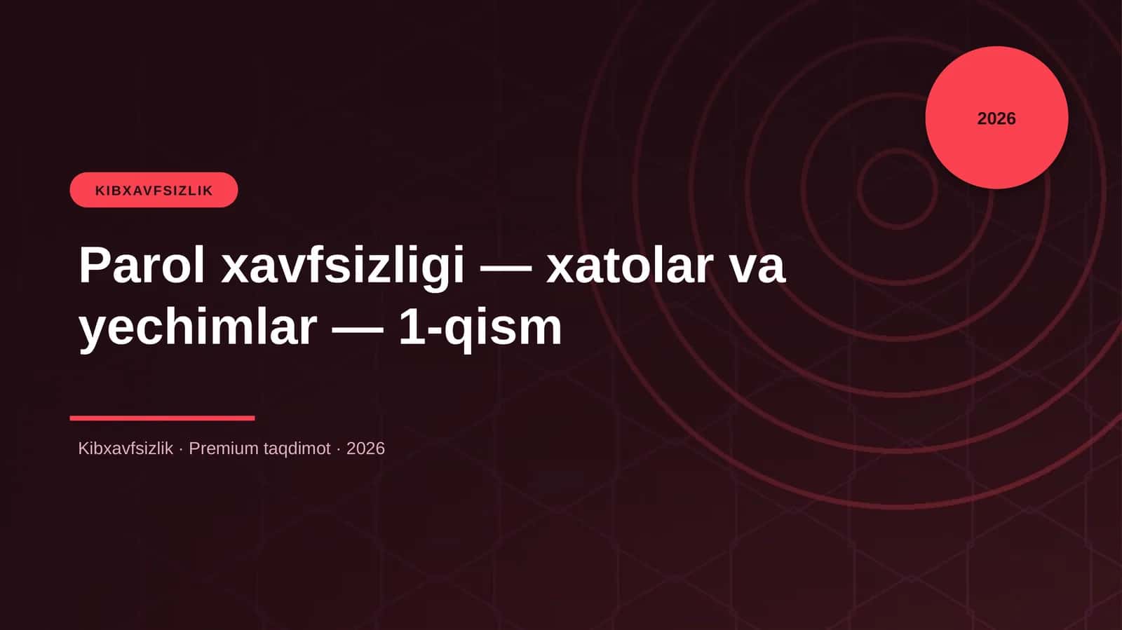 Parol xavfsizligi — xatolar va yechimlar — 1-qism