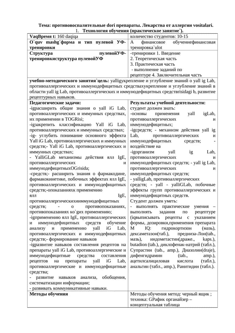 Yallig Lab, Противоаллергические и иммунодефицитные средства