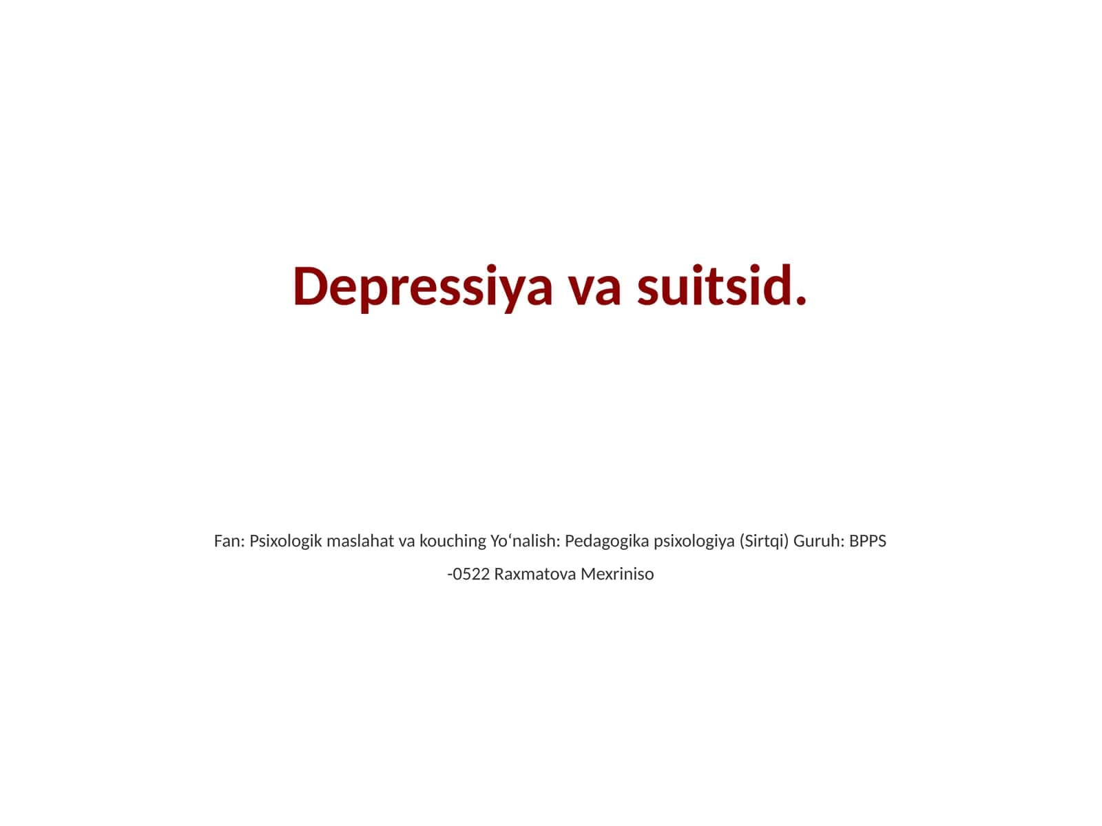 Depressiya va suitsid