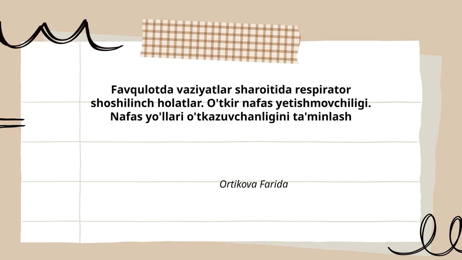 Nafas yo'llari anatomiyasi va favqulot holatlarda ahamiyati