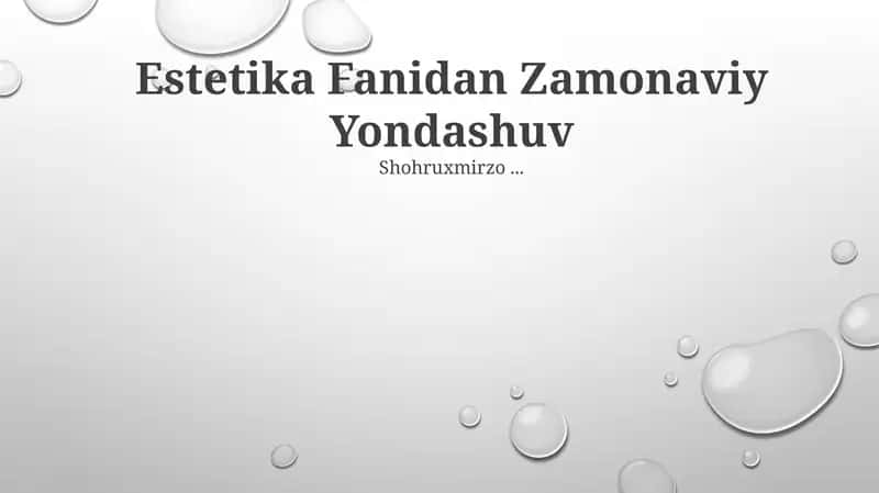 Estetika Fanidan Zamonaviy Yondashuv