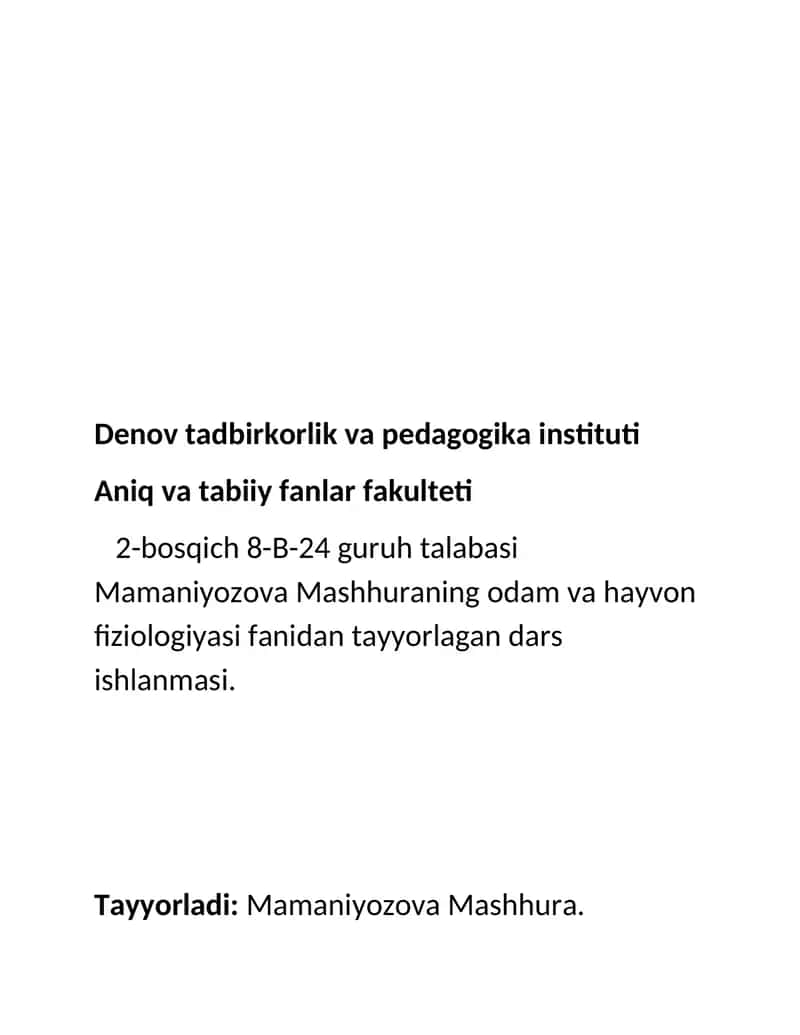 Fiziologiya dars ishlanma.