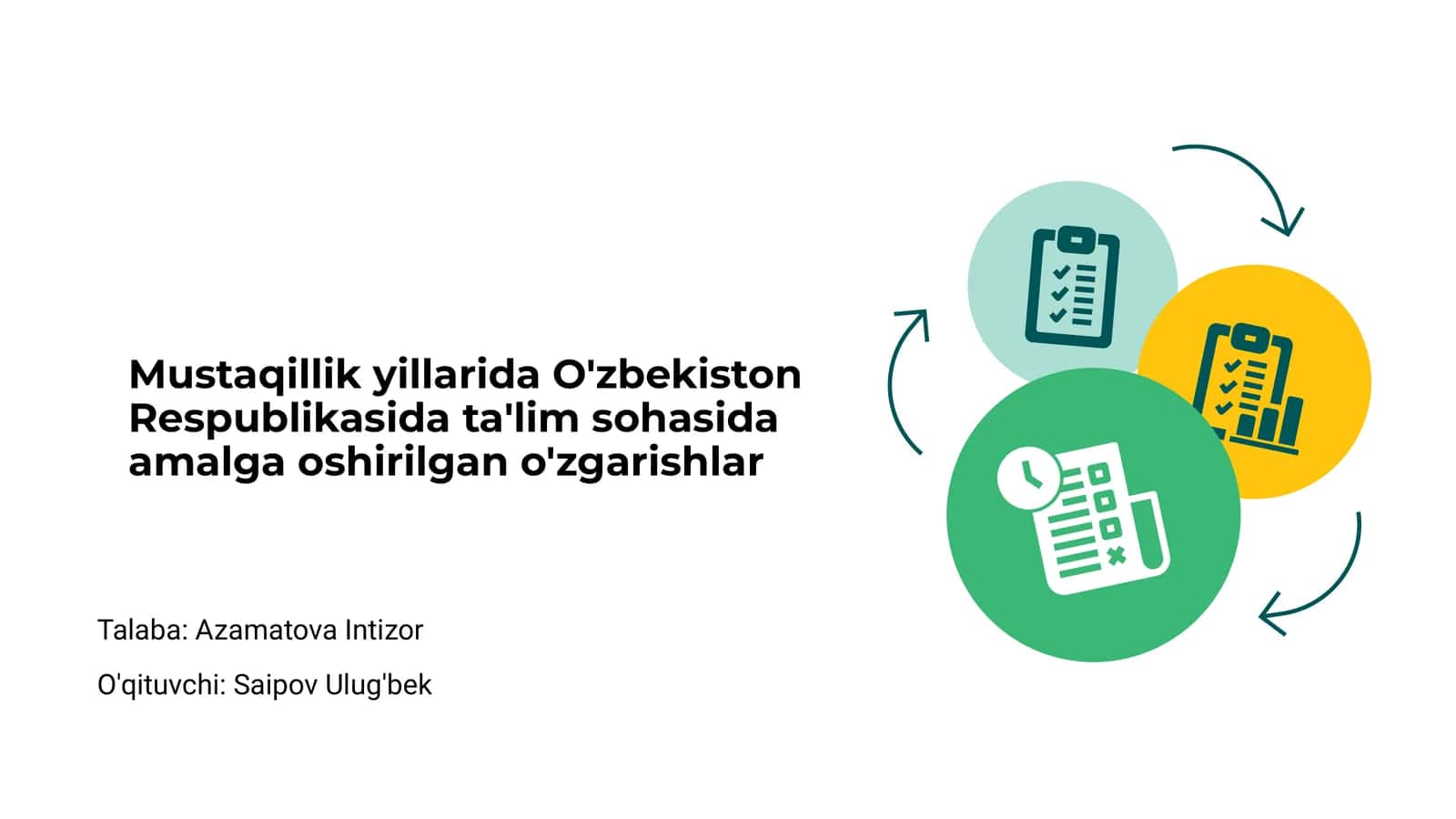 Mustaqillik yillarida O'zbekiston Respublikasida ta'lim sohasida amalga oshirilgan o'zgarishlar