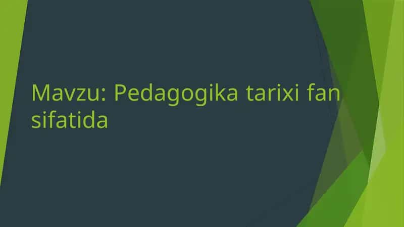 Pedagogika tarixi fan sifatida