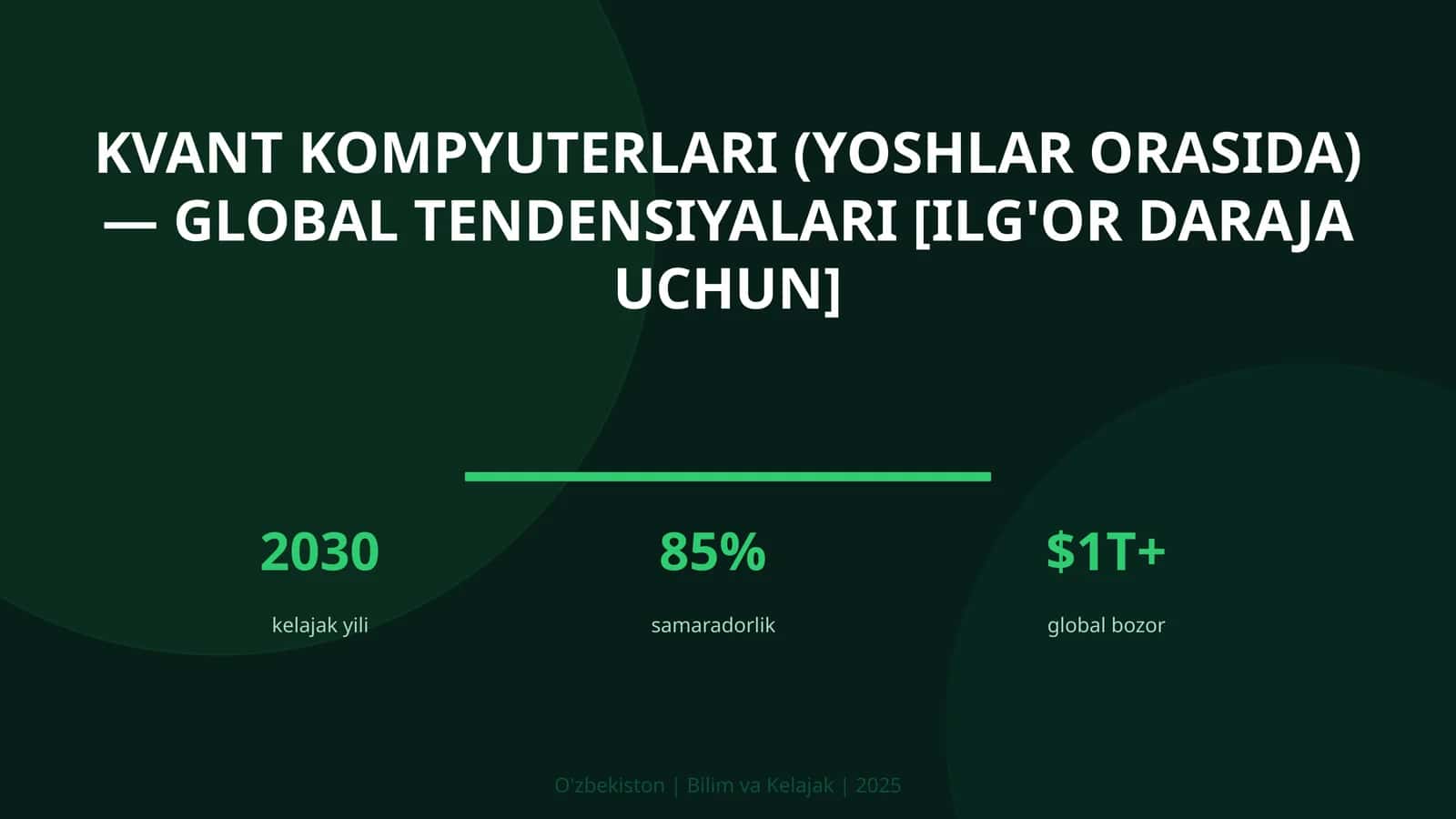 KVANT KOMPYUTERLARI (YOSHLAR ORASIDA) — GLOBAL TENDENSIYALARI [ILG'OR DARAJA UCHUN]