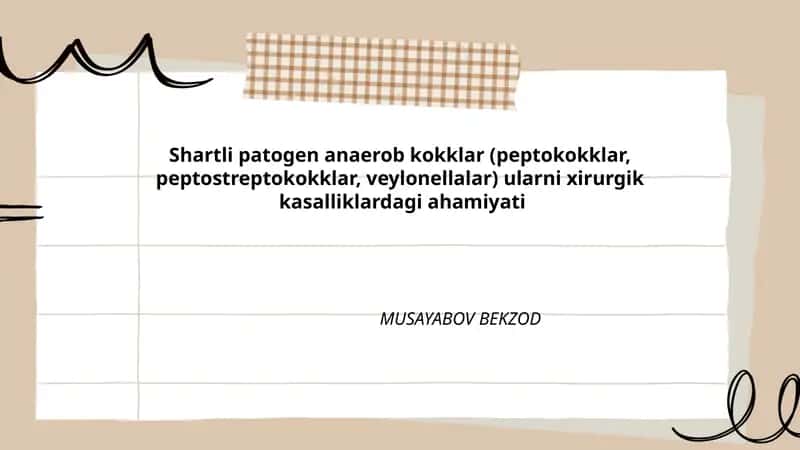 Shartli patogen anaerob kokklar (peptokokklar, peptostreptokokklar, veylonellalar)