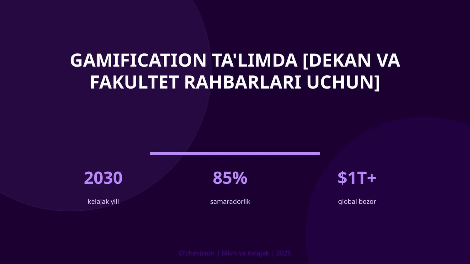 Gamification ta'limda [dekan va fakultet rahbarlari uchun]