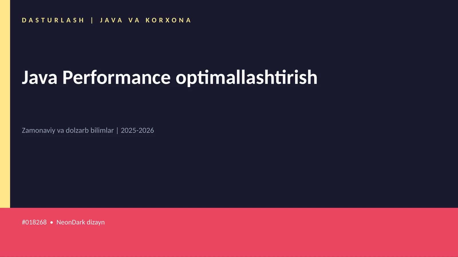 DASTURLASH | JAVA VA KORXONA