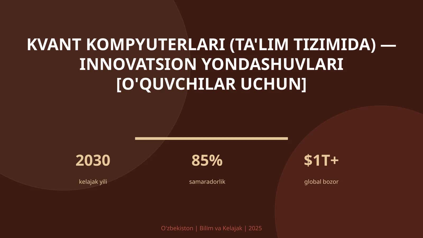 Kvant kompyuterlari (ta'lim tizimida) — innovatsion yondashuvlari [o'quvchilar uchun]