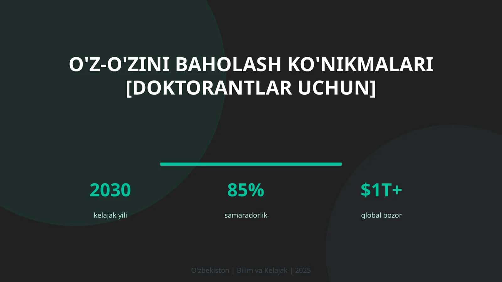 O'z-o'zini baholash ko'nikmalari [doktorantlar uchun]