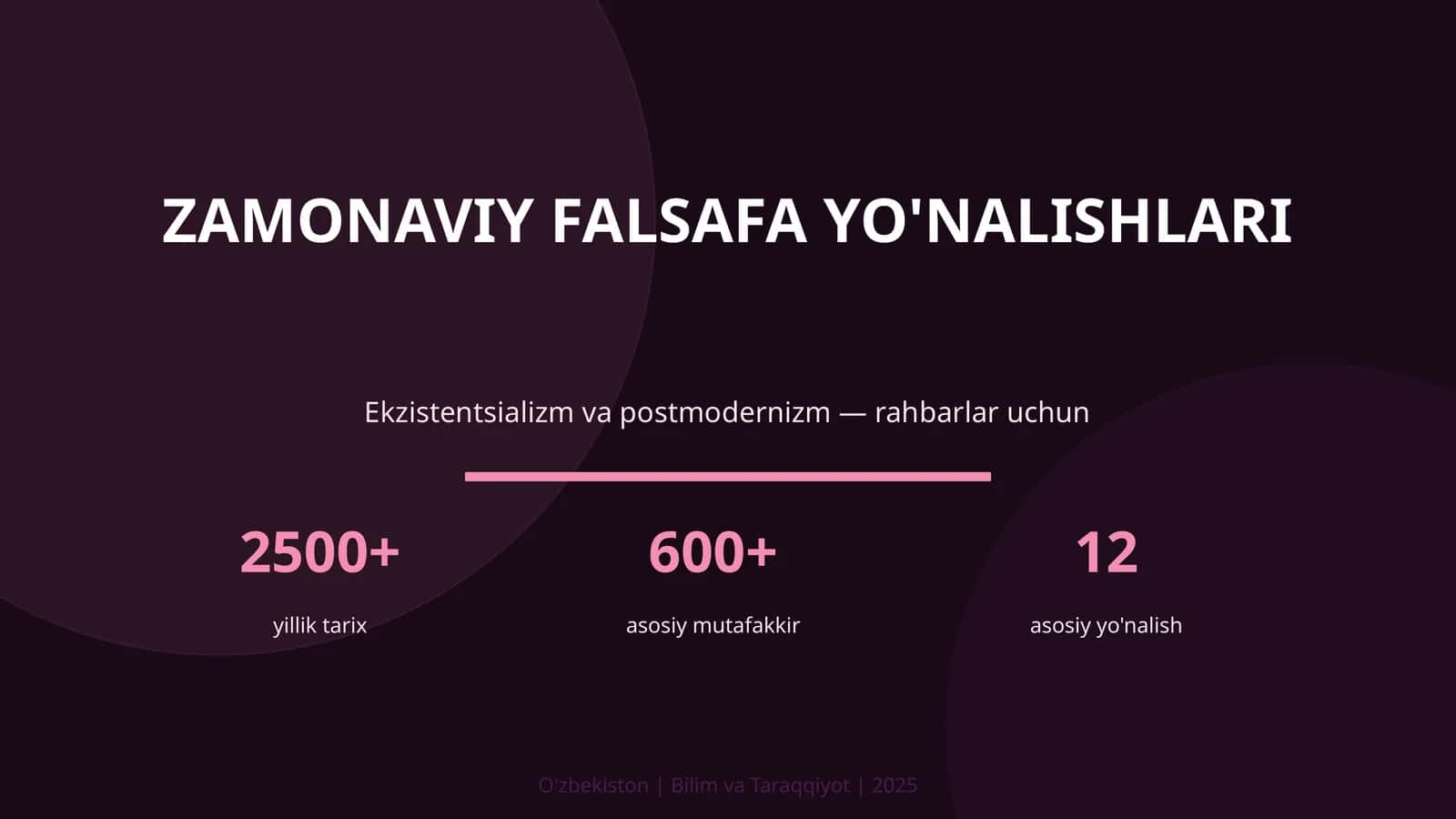 ZAMONAVIY FALSAFA YO'NALISHLARI