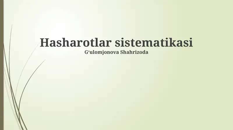 Hasharotlar sistematikasi