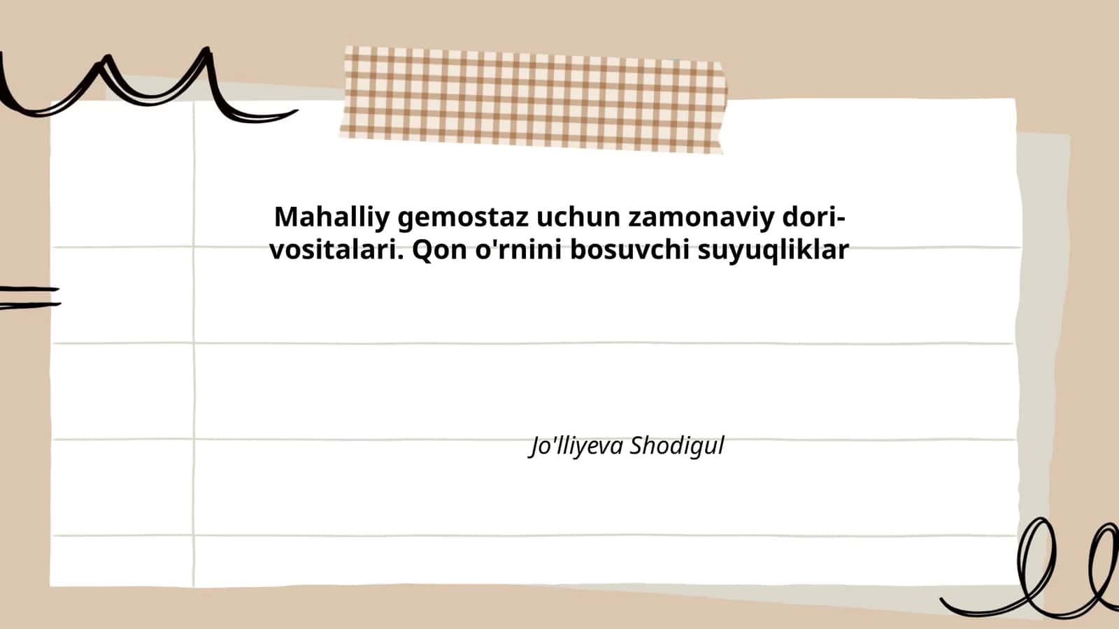 Mahalliy gemostaz uchun zamonaviy dori-vositalari