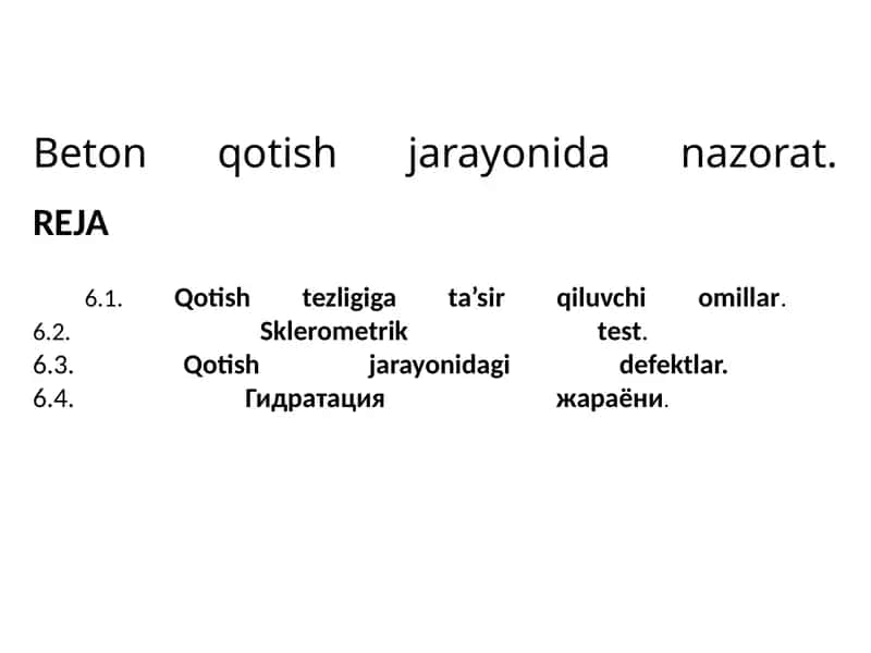 Beton qotish jarayonidagi omillar