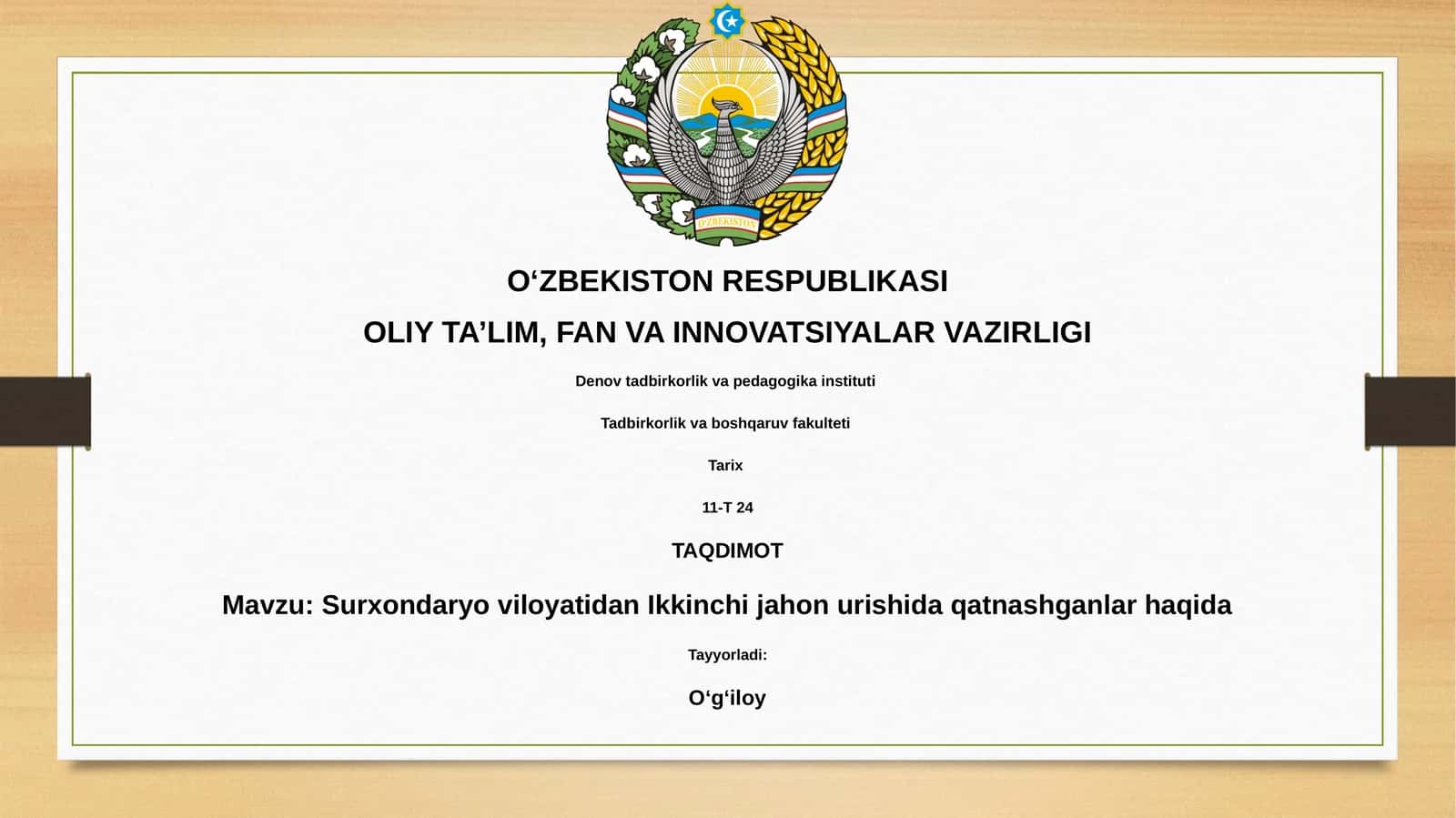 Surxondaryo viloyatidan Ikkinchi jahon urishida qatnashganlar haqida