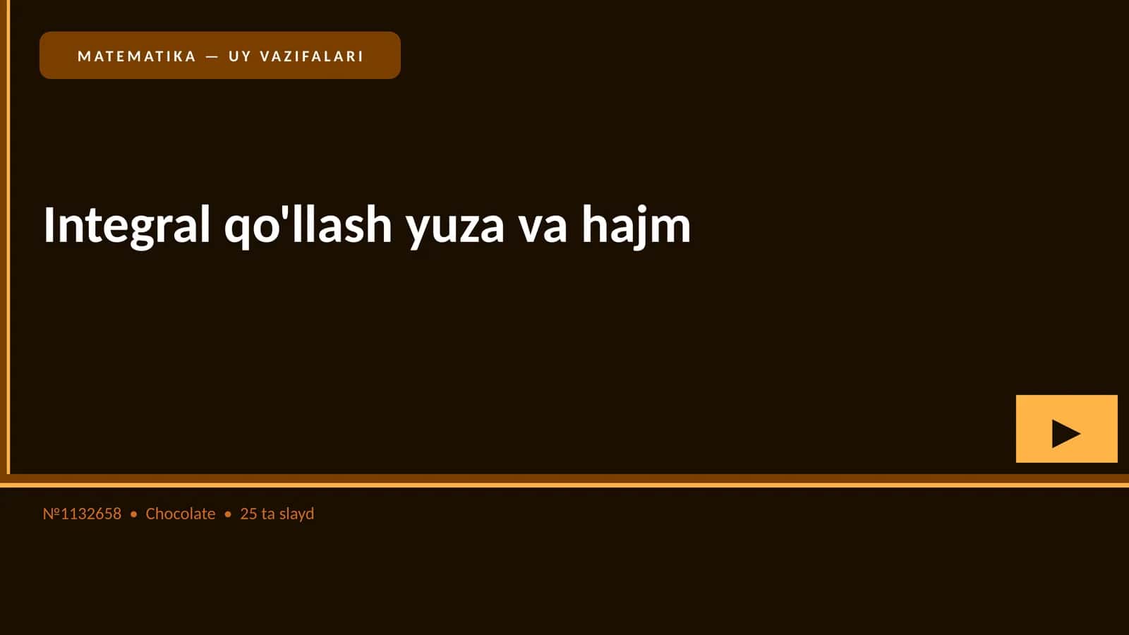 Integral qo'llash yuza va hajm