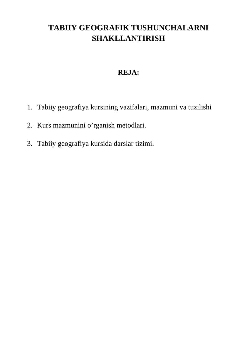 Tabiiy Geografiya Kursi