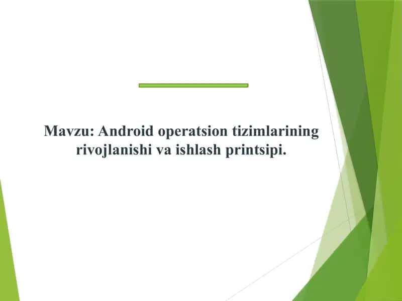 Android Operatsion Tizimlar