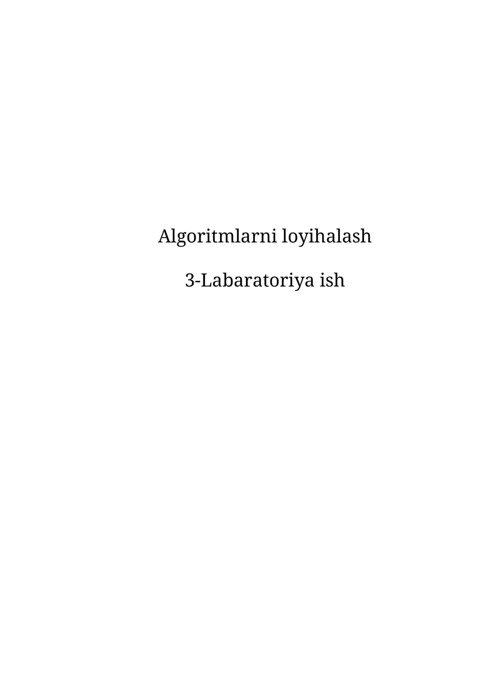 Algoritmlarni loyihalash