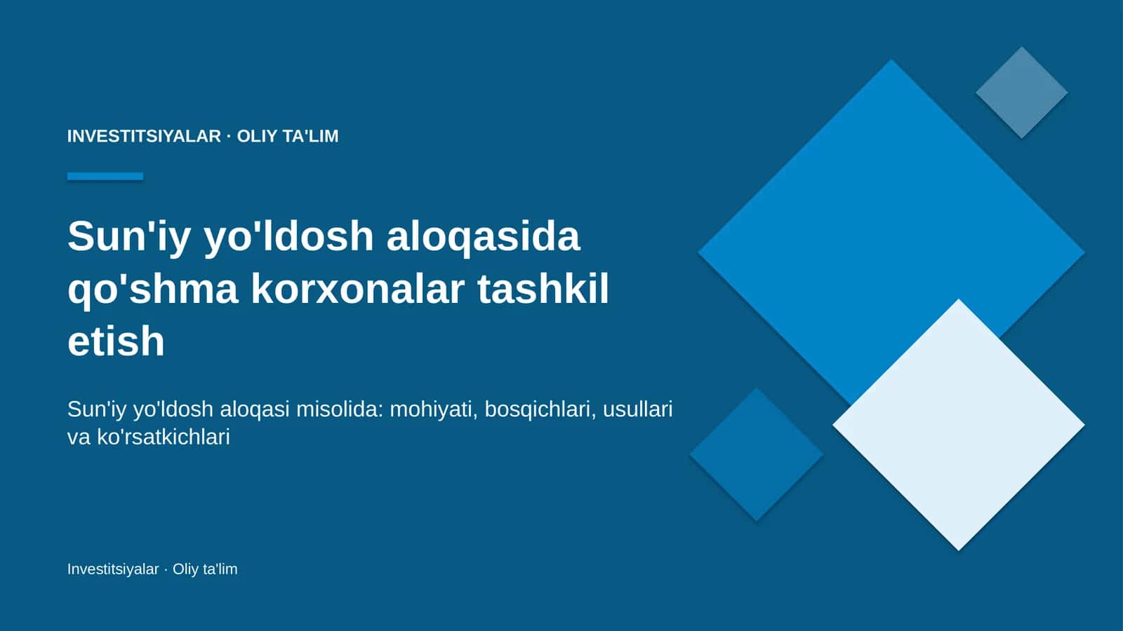 sun'iy yo'ldosh aloqasida qo'shma korxonalar tashkil etish 4313