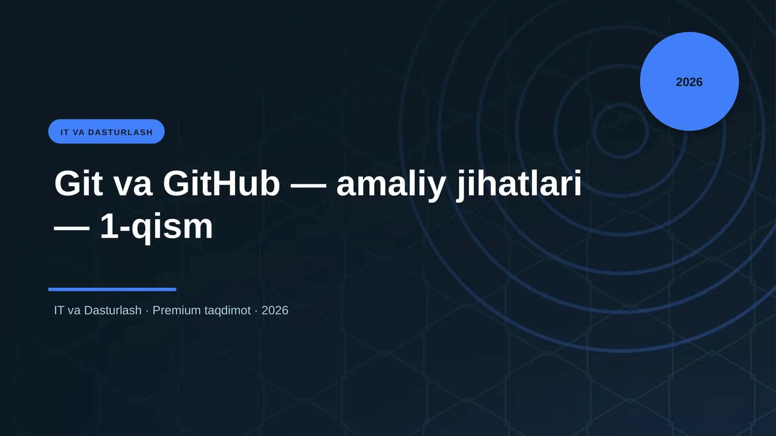 Git va GitHub — amaliy jihatlari — 1-qism