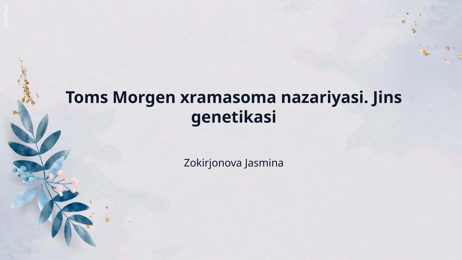 Toms Morgen xramasoma nazariyasi. Jins genetikasi