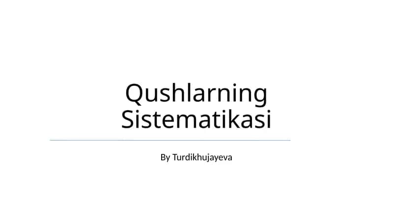 Qushlarning Sistematikasi