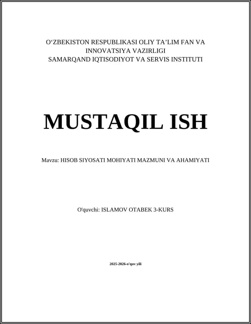 HISOB SIYOSATI