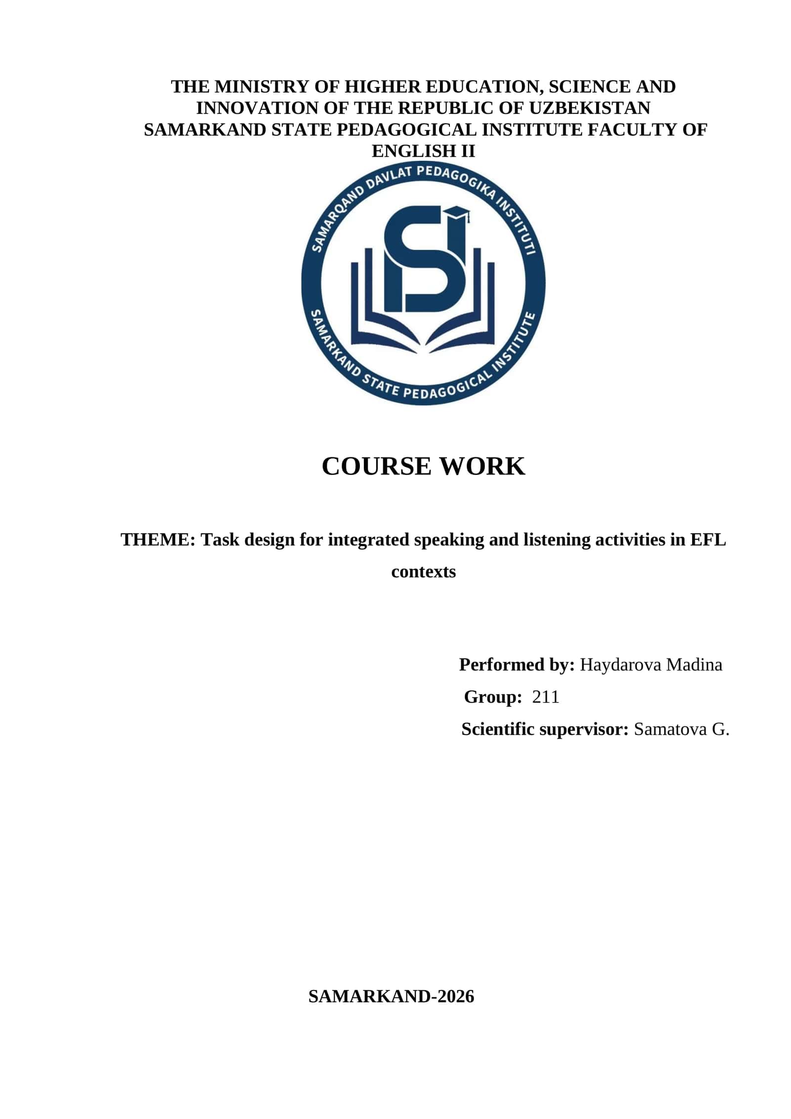 Task design for integrated speaking and listening activities in EFL contexts