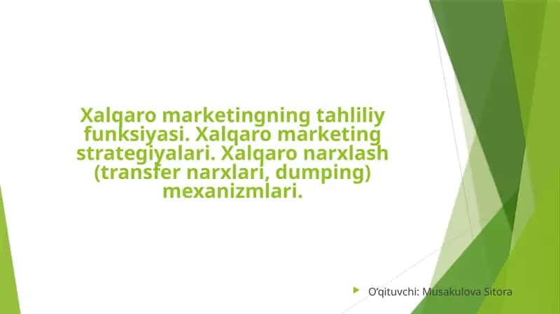 Xalqaro marketingning funksiyalari
