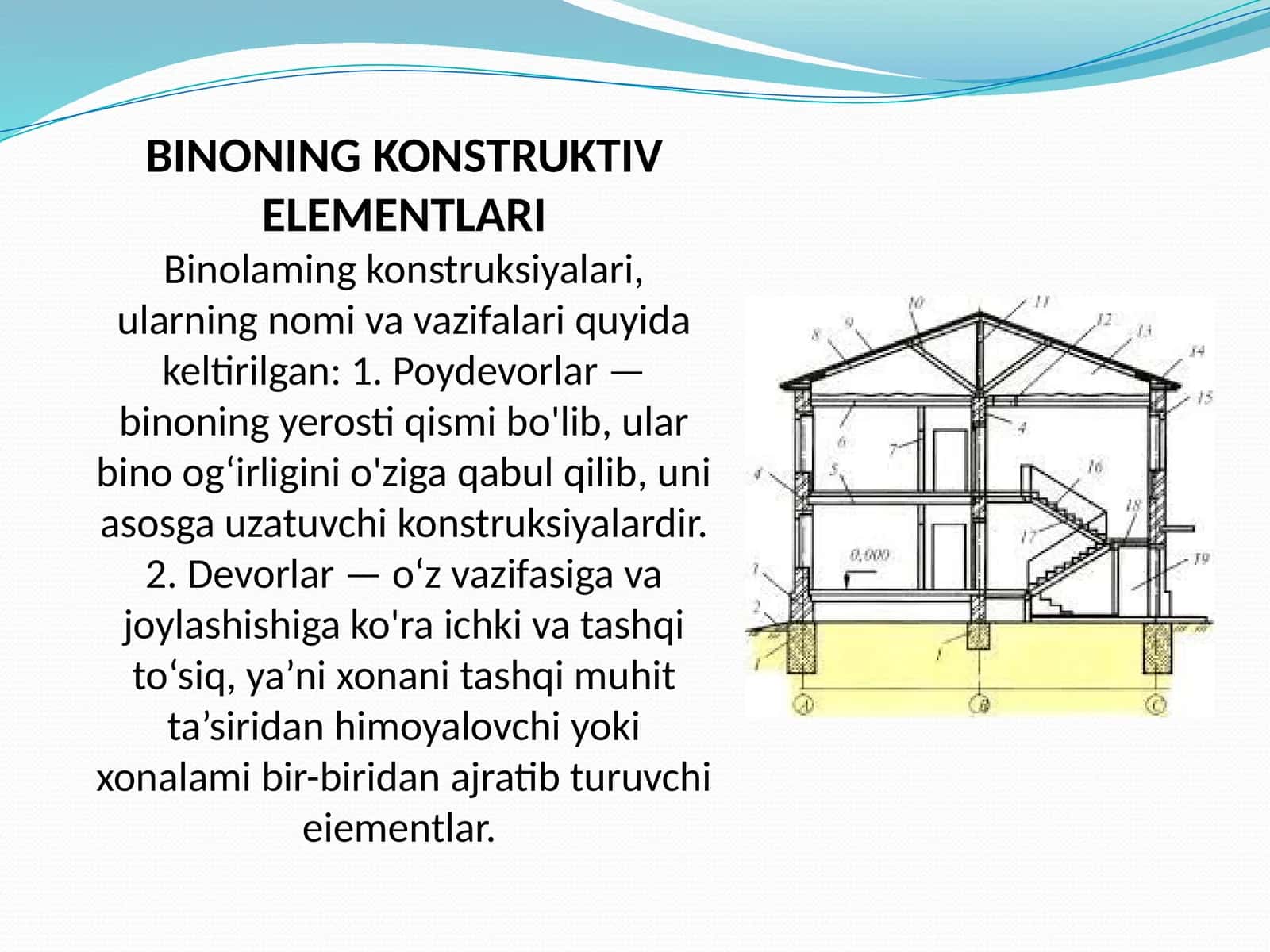 BINONING KONSTRUKTIV ELEMENTLARI