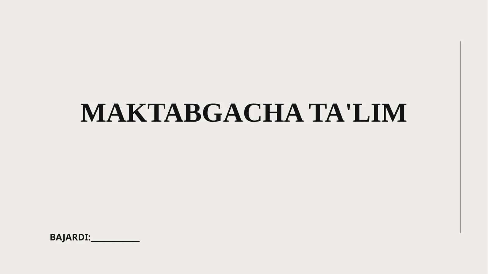 Maktabgacha ta'lim