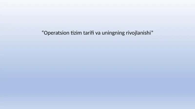 Operatsion tizim tarifi