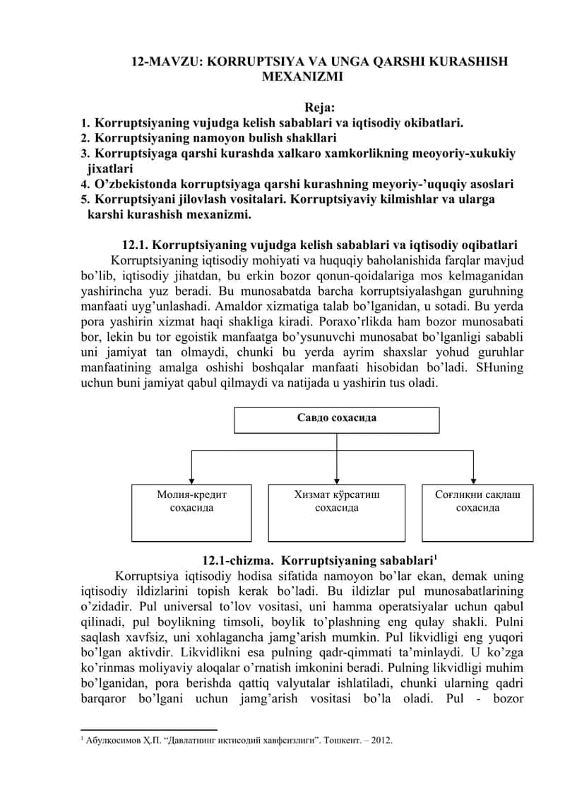 KORRUPTSIYA VA UNGA QARSHI KURASHISH MEXANIZMI