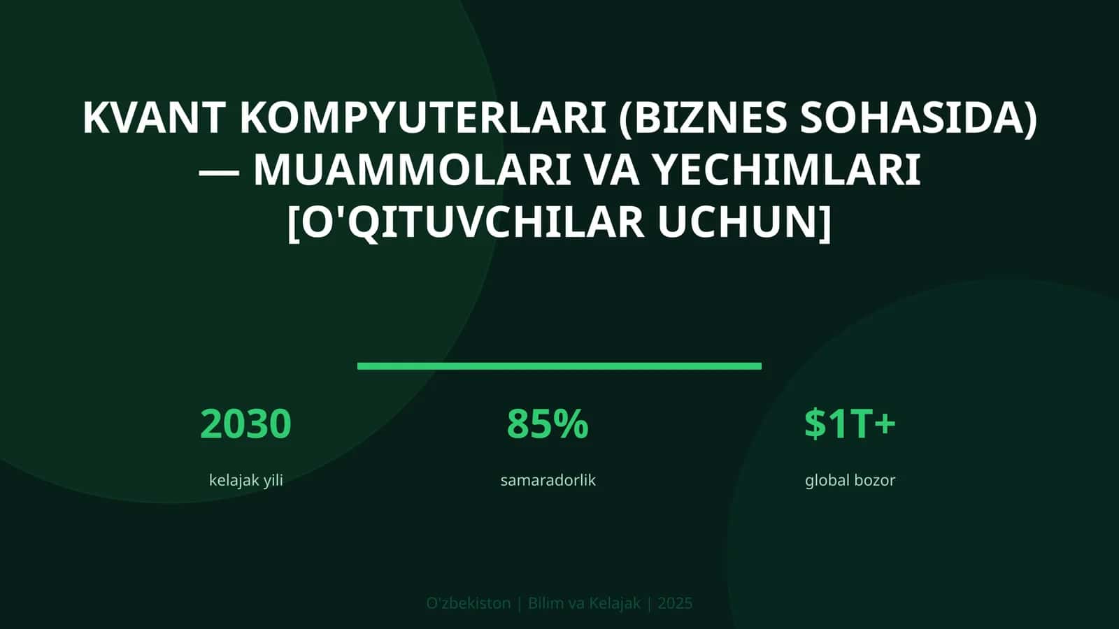 Kvant kompyuterlari (biznes sohasida) — muammolari va yechimlari [O'qituvchilar uchun]