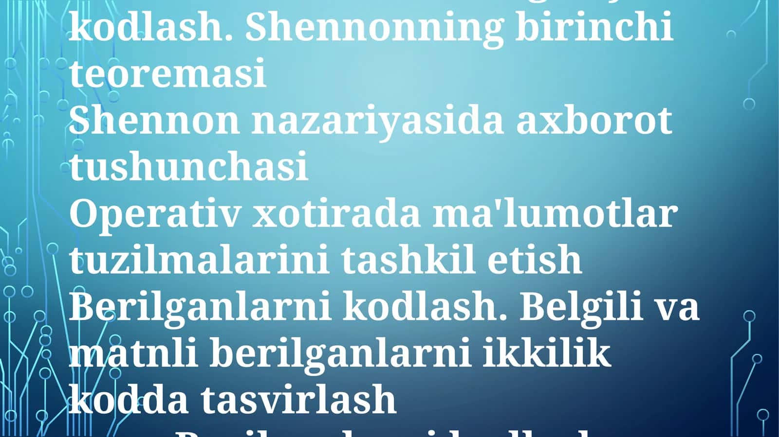 Shannon Nazariyasidagi Ma'lumot Tushunchasi