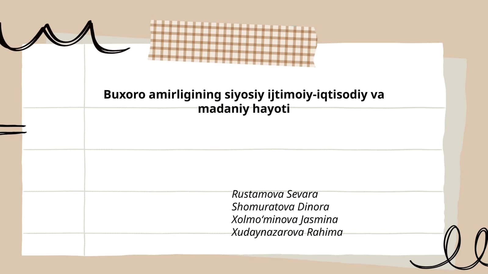 Buxoro amirligining siyosiy ijtimoiy-iqtisodiy va madaniy hayoti