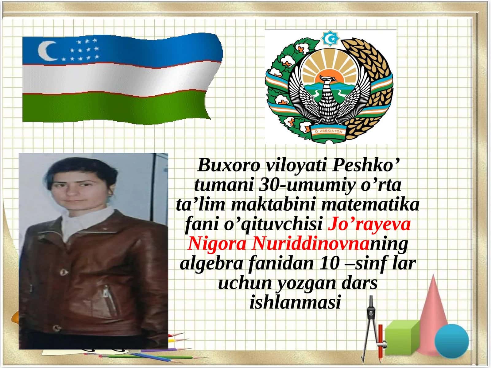 10-sinf lar uchun yozgan dars ishlanmasi