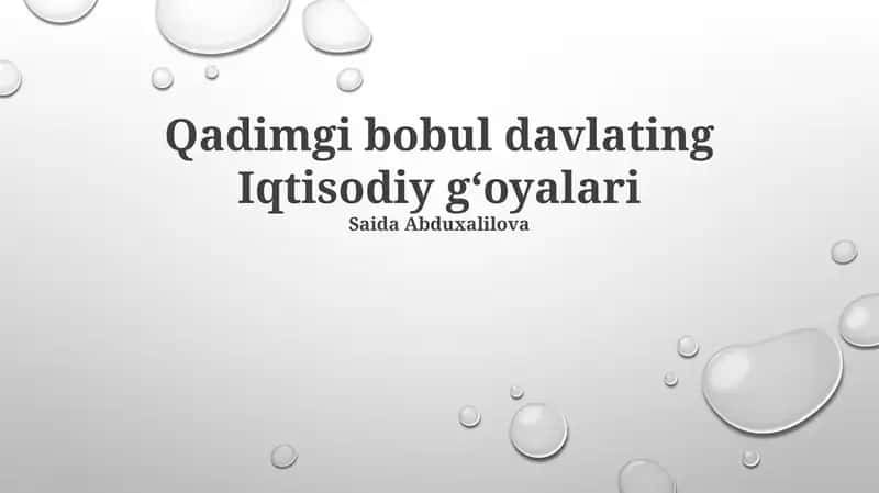 Qadimgi bobul davlating Iqtisodiy gʻoyalari