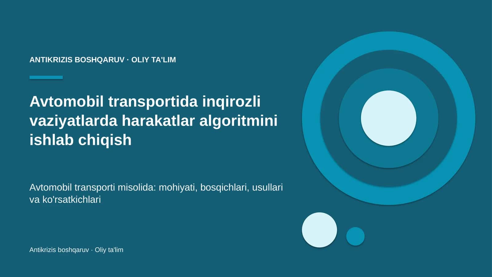Inqirozli vaziyatlarda harakatlar algoritmi